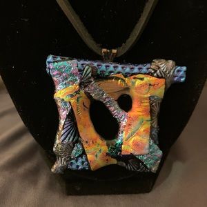 Handmade Fused Glass Dichroic  Necklace
